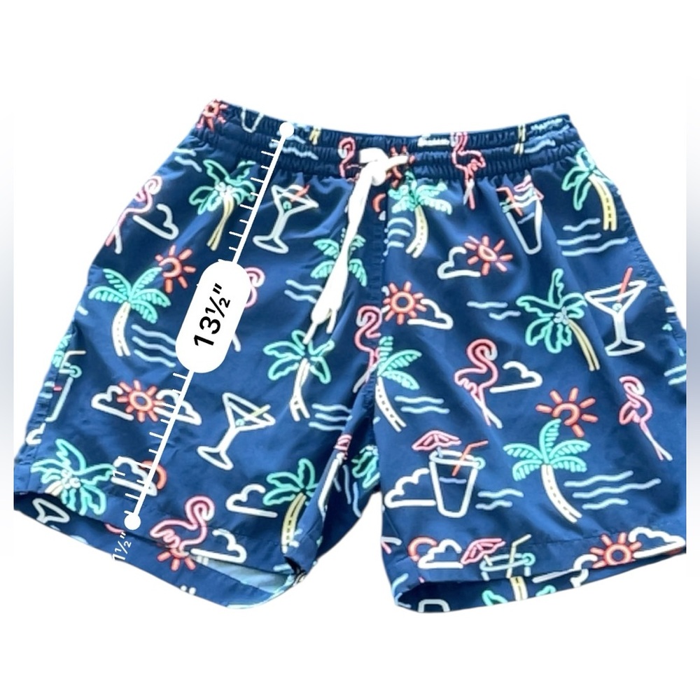 Chubbies The Neon Lights Classic Swim Trunk Navy‎ and Green Shorts Size Small - Picture 4 of 8